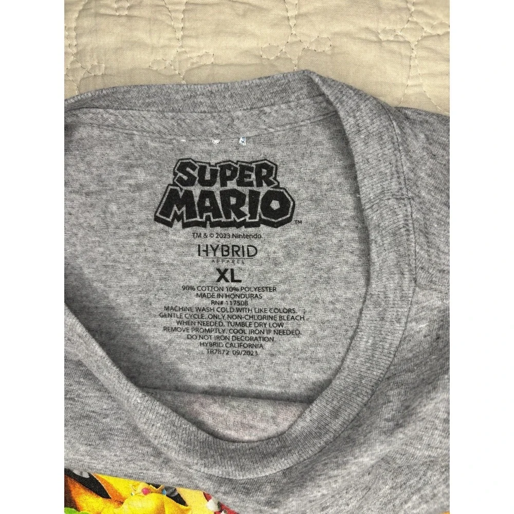 Nintendo Super Mario T-Shirt‎ Mens XL Gray Excellent Graphic Group Characters